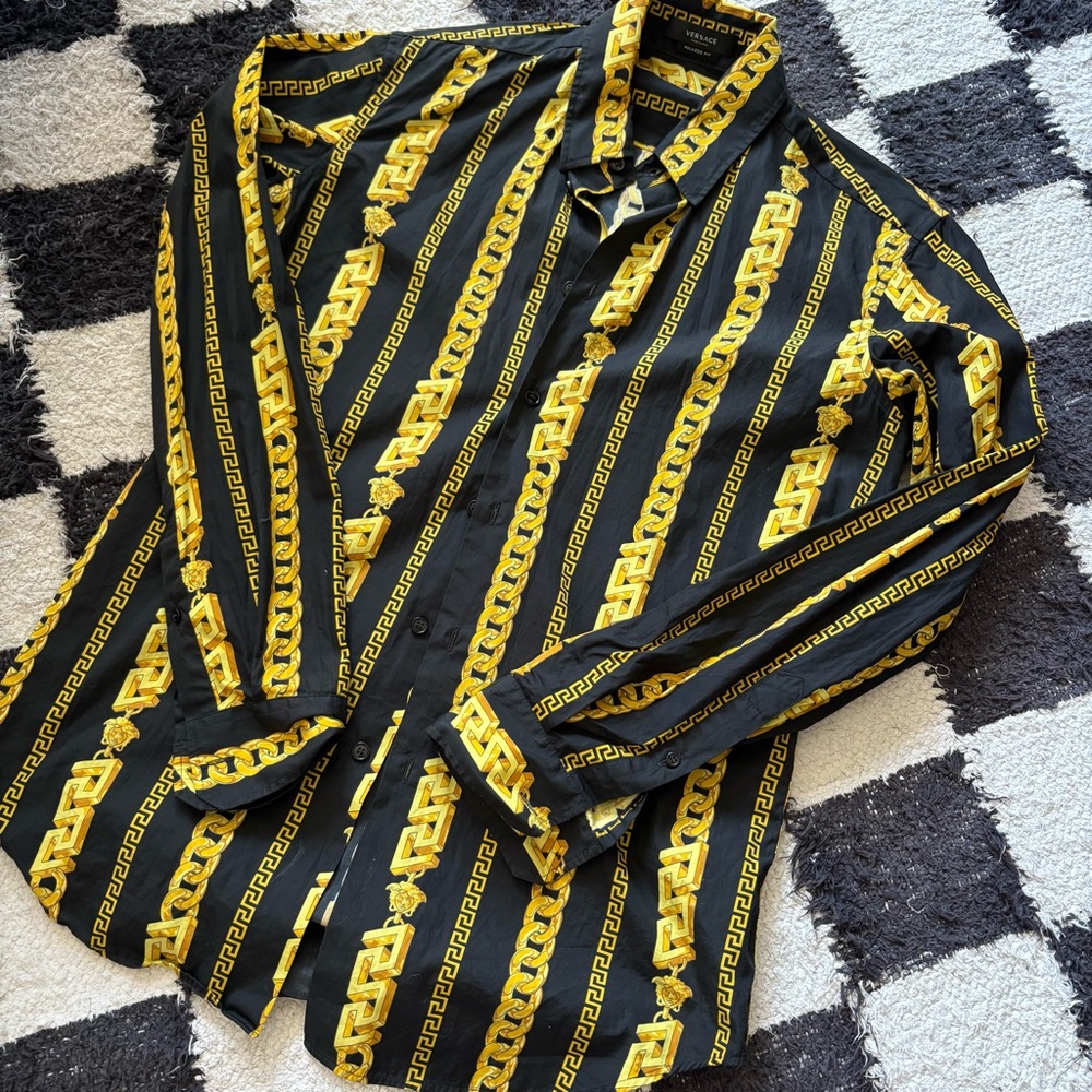 Versace Black and Gold Chain Motif Fabric